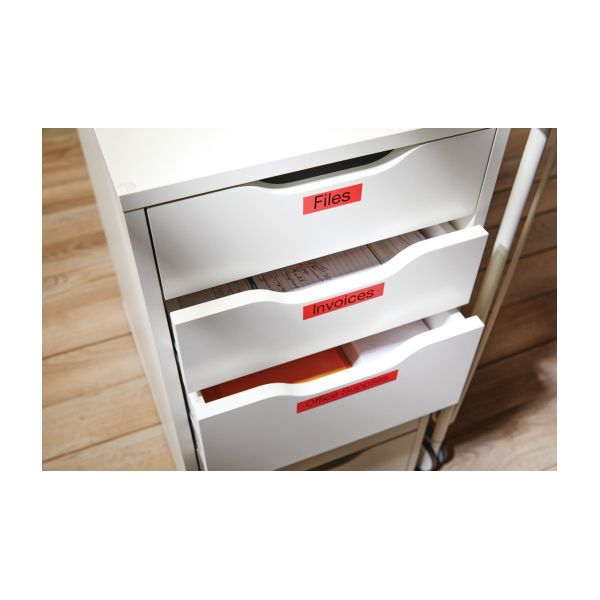 Dymo D1 Tape 12mm Black on Red