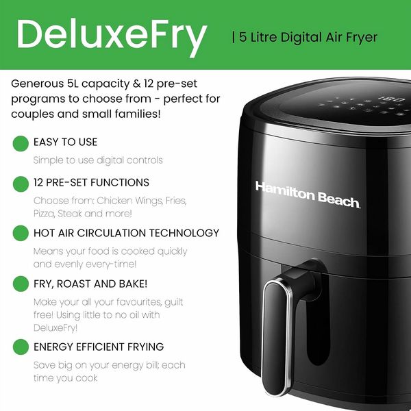 Hamilton Beach Deluxefry Digital Air Fryer Open Box