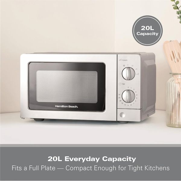 Hamilton Beach 700W 20L Microwave With Glass Door Silver Open Box