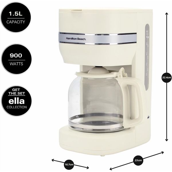 Hamilton Beach Ella Filter Coffee Machine Cream Open Box