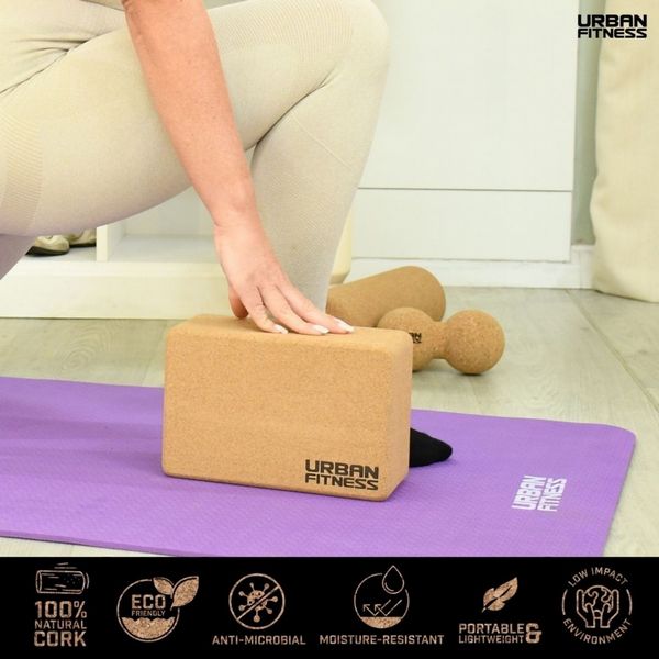 Urban Fitness Cork Yoga Brick (23 x 14 x 9cm)