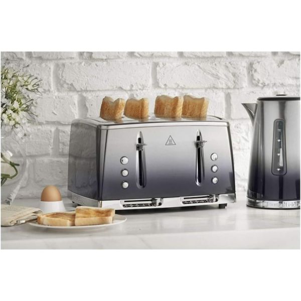 Russell Hobbs Eclipse Breakfast Bundle - Midnight Blue Kettle & 4 Slice Toaster