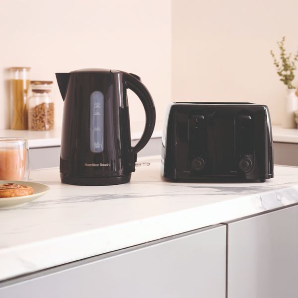Hamilton Beach Essentials 1.7L Rapid Boil Kettle, 4 Slot Toaster, Deep Full Sand wich Toaster