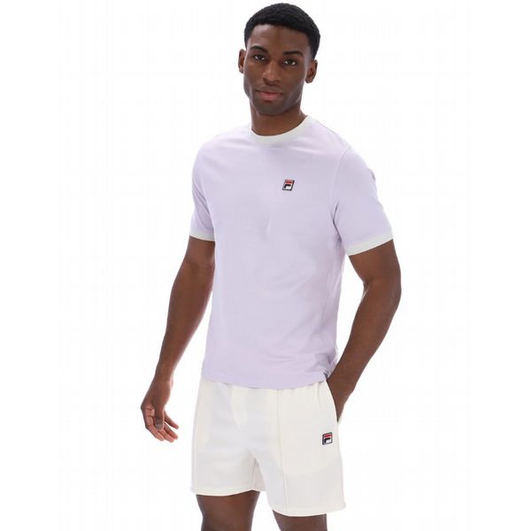Fila Marconi Mens Essential Ringer Tee-Misty Lilac/Dawn Blue