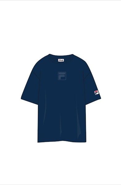 FILA CINZIA WOMENS FIT TEE WITH TONAL FRONT AND BACK GRAPHIC-FILA NAVY
