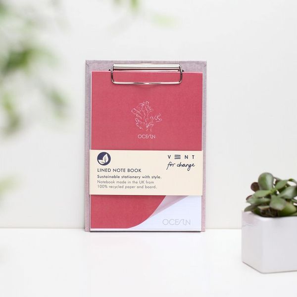 A5 Clipboard & Pad  Recycled Ocean Plastics  Coral Pink