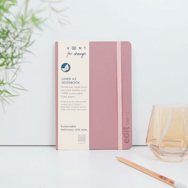 A5 recycled leather notebook  EDIT Powder Pink