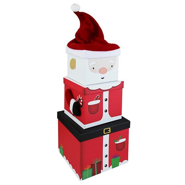 XLarge Plush Stacker Santa Box 3 Piece