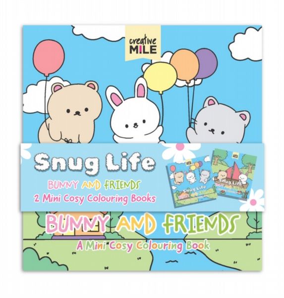 2 Pack Mini Colouring Book Snug Life Cosy Colouring Bunnies and Blooms