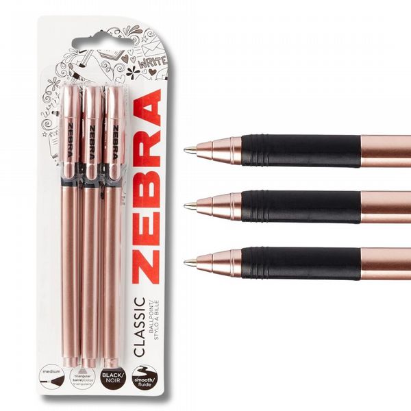Zebra Pens - Z-GRIP ROSE GOLD TRIPLE PACK