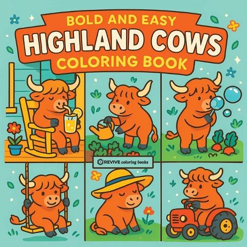 Bold & Easy Highland Cows Coloring Book: Cute & Fun Stress Relief Coloring