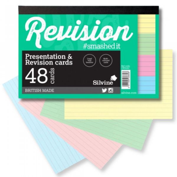 Silvine 6x4 Revision & Presentation Cards, Asstd Colours