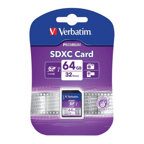 Verbatim Premium SDXC Class 10 UHS-I U1 64 GB Memory Card