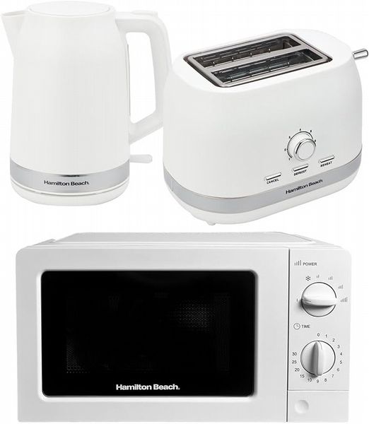Hamilton Beach Ella Kitchen Bundle White - Kettle,  2 Slice Toaster & Microwave