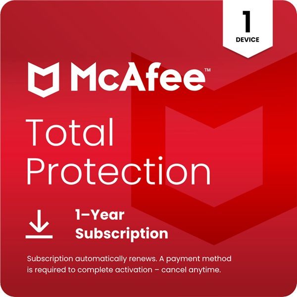 McAfee Total Protection  1 Device,  1 Year - Automatic Renewal - Digital Download