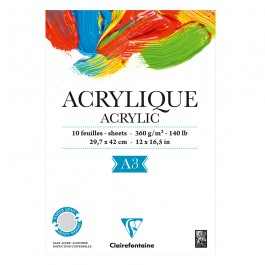 Clairefontaine: Acrylic Pad: 360g 10sheet: glued 1 side