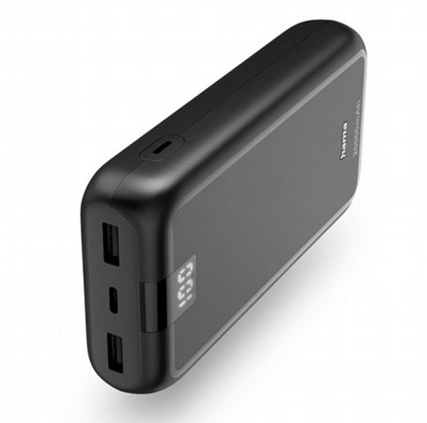 Hama Performance 20 20000mAh Fast Charge Powerbank, 2x USB-A, USB-C, LED Capacity Indicator, Grey