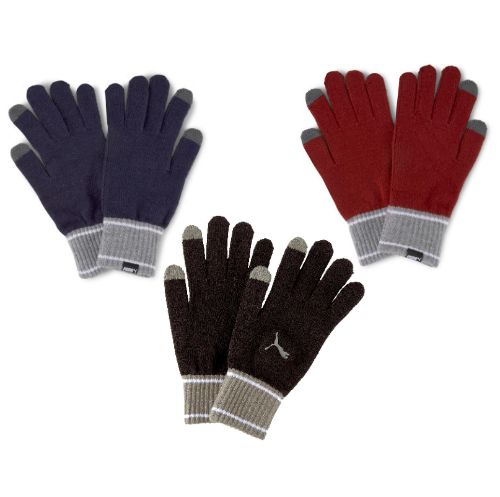 Puma Knit Gloves (Pair) - Intense Red/Gray Heather